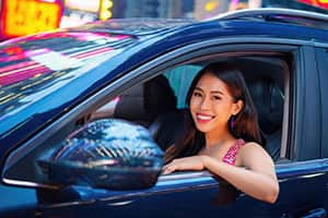 Woman driving a car